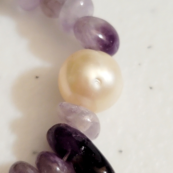 Amethyst and Freshwater Pearl Necklace - Vintage, Estate - Picture 7 of 8